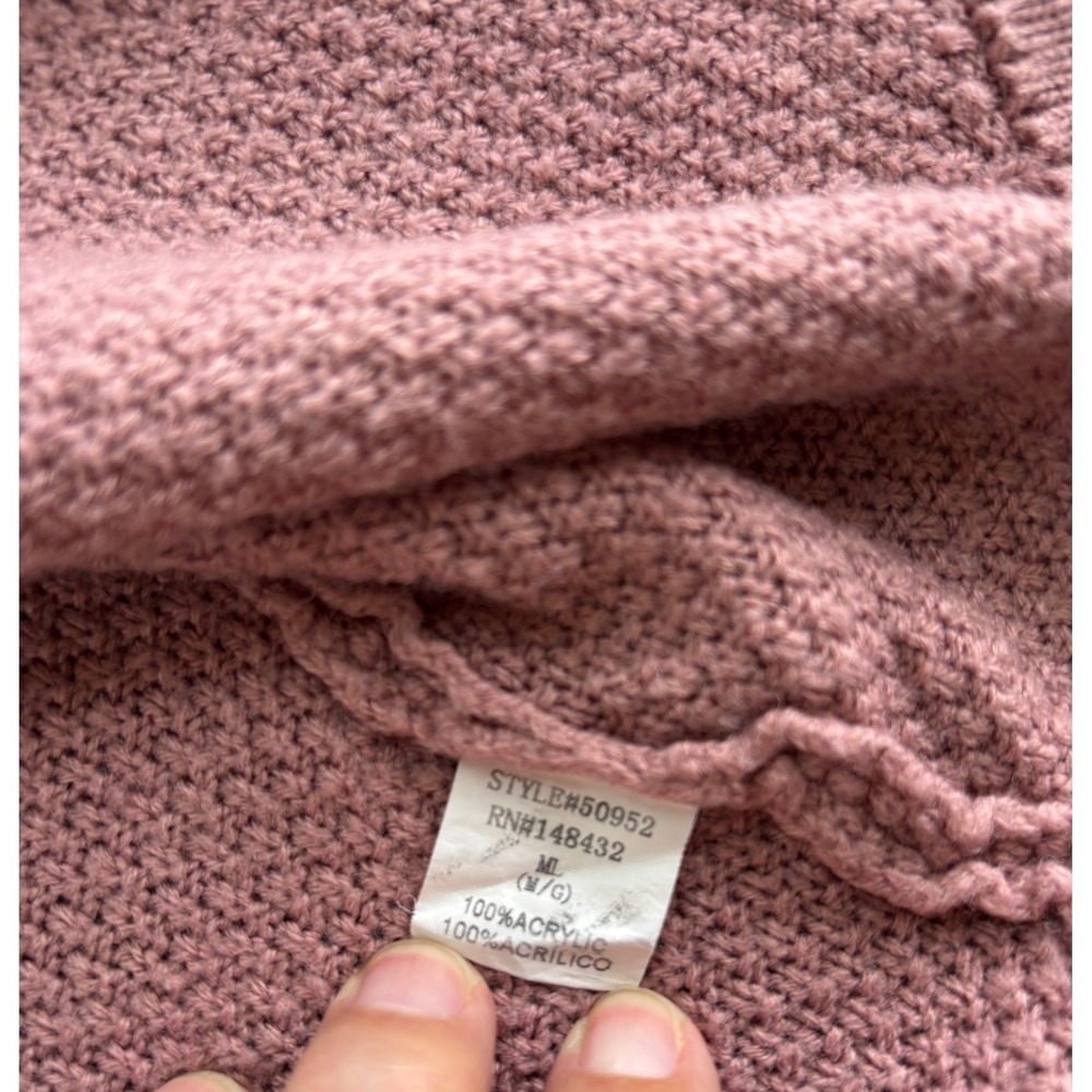 BECOOL Womens Open Front Cardigan Pink Textured Knit Oversized Sweater M/L 50952 - Picture 3 of 6